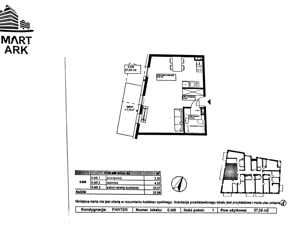 Kawalerka 37,6 m² – ul. Rycerska, Police, parter - obrazek 8